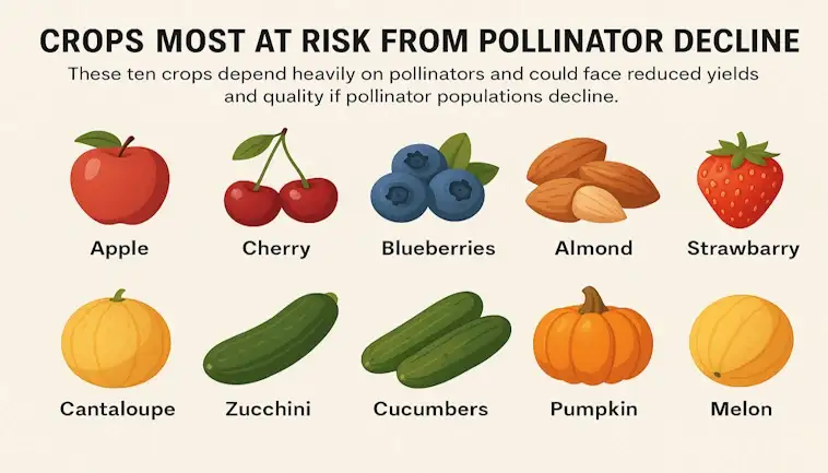 Crops Most at Risk from Polllinator Decline