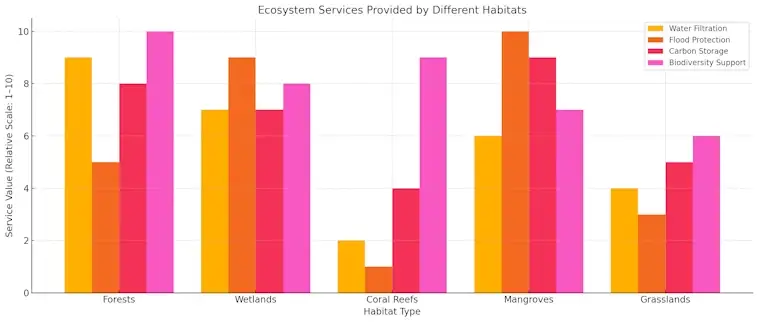 Ecosystem Services Provided by Different Habitats