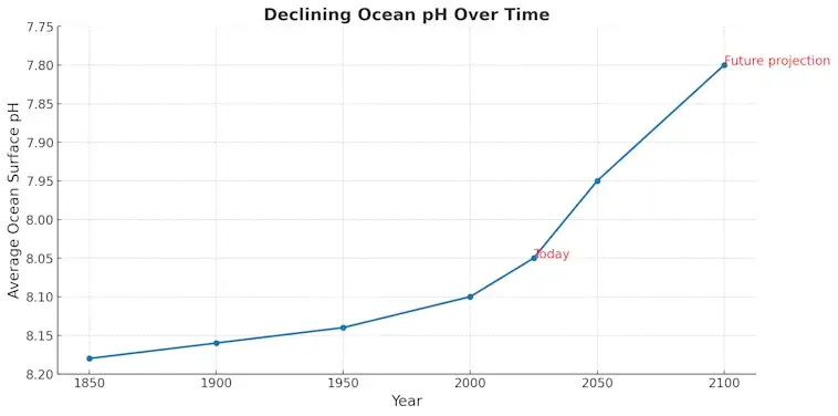 Declining Ocean pH Over Time