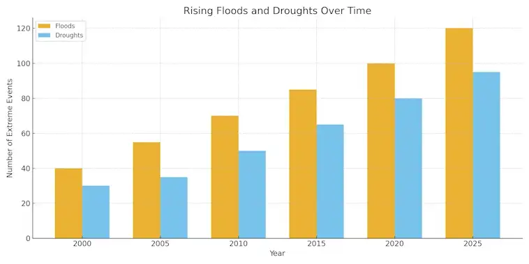 Rising Floods and Droughts Over Time