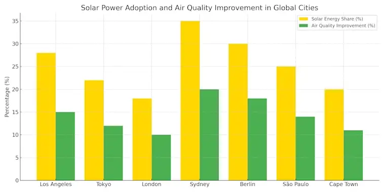 Solar Power Adoption and Air Quality Improvement in Global Cities