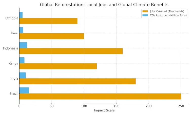 Global Reforestation Jobs and Climate Benefits