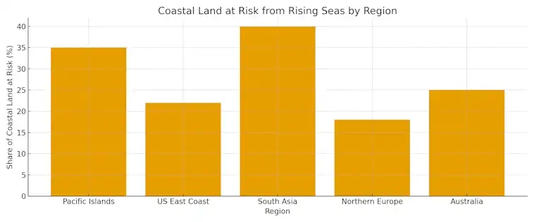 The Coastal Land at Risk from Rising Seas