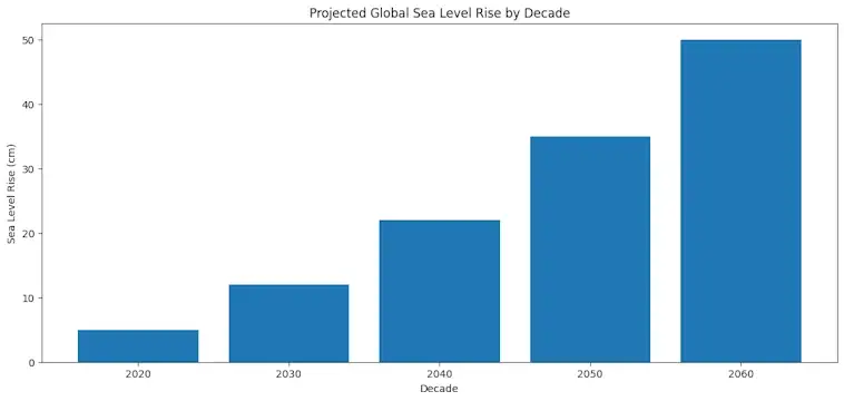 The Projected Global Sea Level Rise by Decade