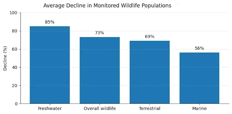 Average Decline in Monitored Wildlife Populations