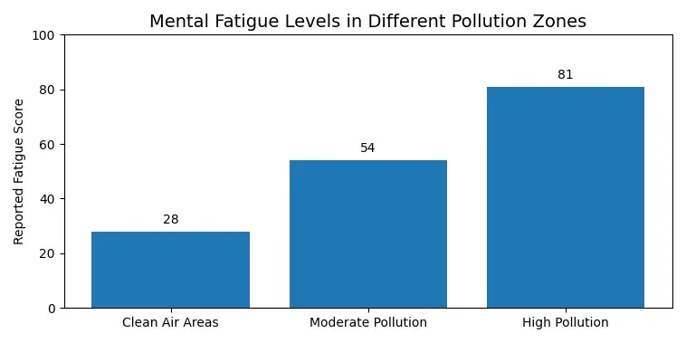 The Mental Fatigue Levels in Different Pollution Zones